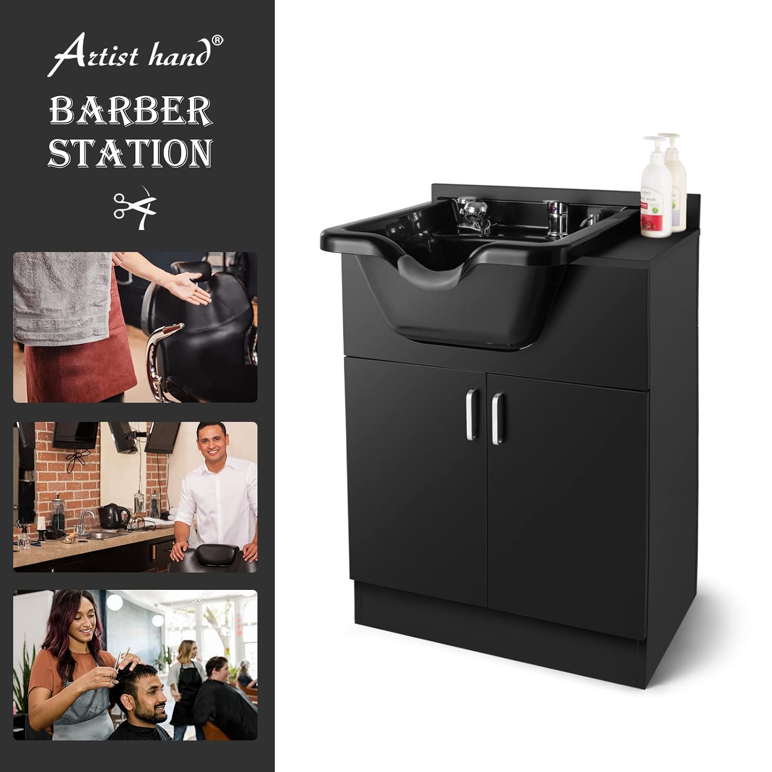 Shampoo Backwash Sink Station Shampoo Station (Black) | with Shampoo Bowl, Backwash, Spa Salon Beauty Equipment, Used