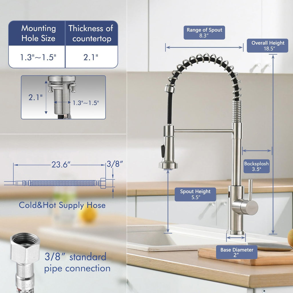 Touchless Kitchen Faucet with Spring Pull Down Sprayer