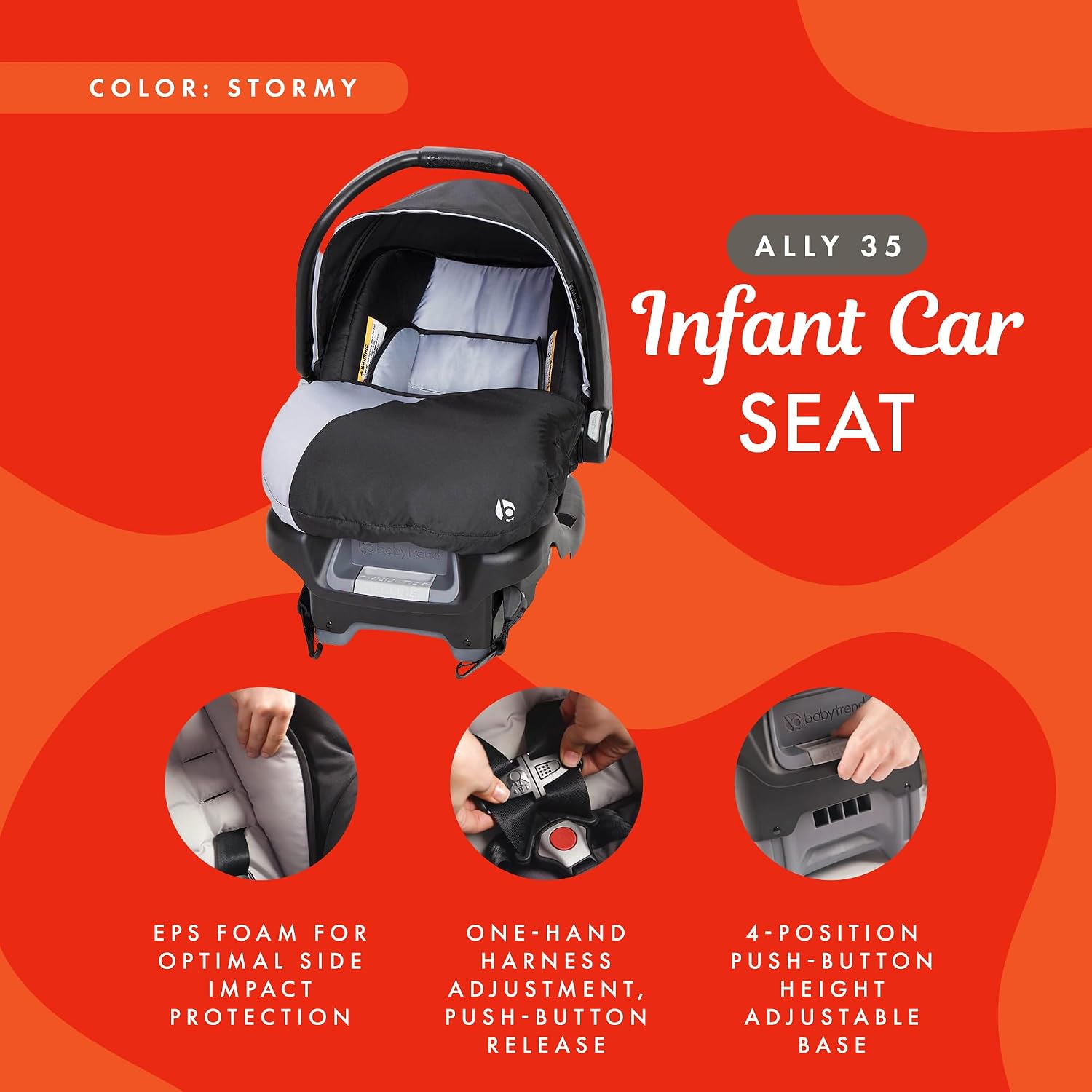 Ally Newborn Baby Infant Car Seat Carrier Travel System with Harness and Extra Cozy Cover for Babies Up to 35 Pounds
