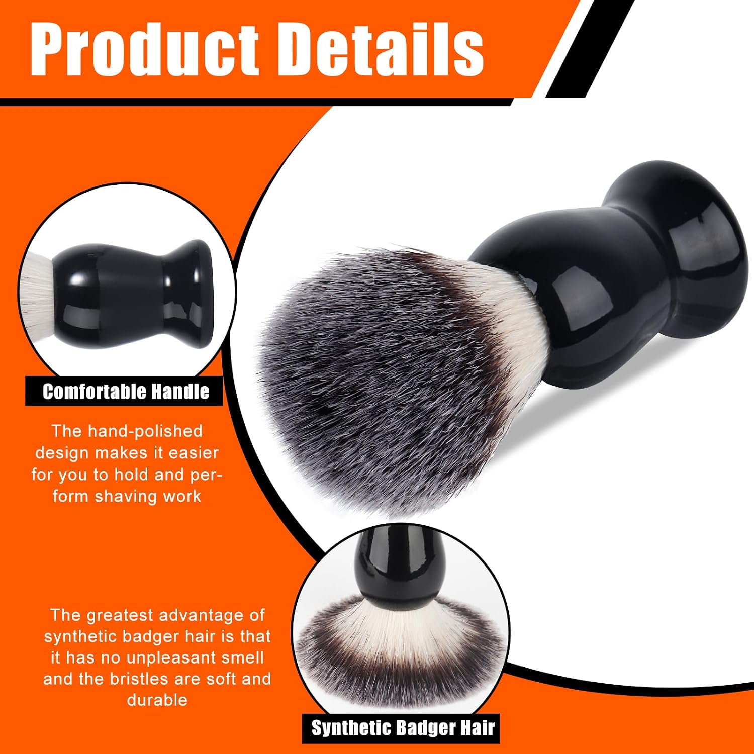 Shaving Brush, 3 In 1 Shaving Brush Set Includes Stainless Steel Shaving Stand and Bowl, Synthetic Badger Hair Shave