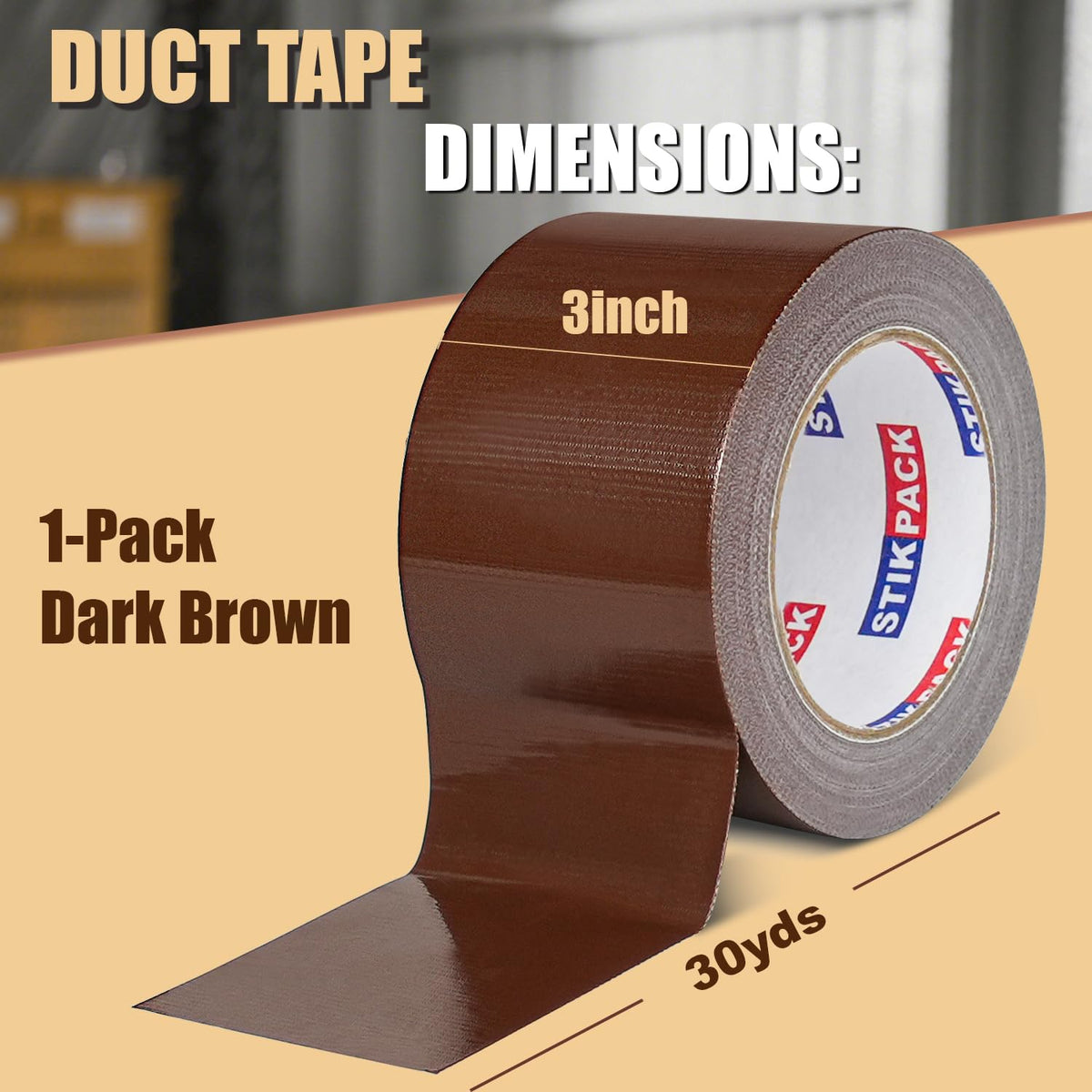 3'' Wide Brown Duct Tape Heavy Duty 3 Inches x 30 Yard, 1 Roll