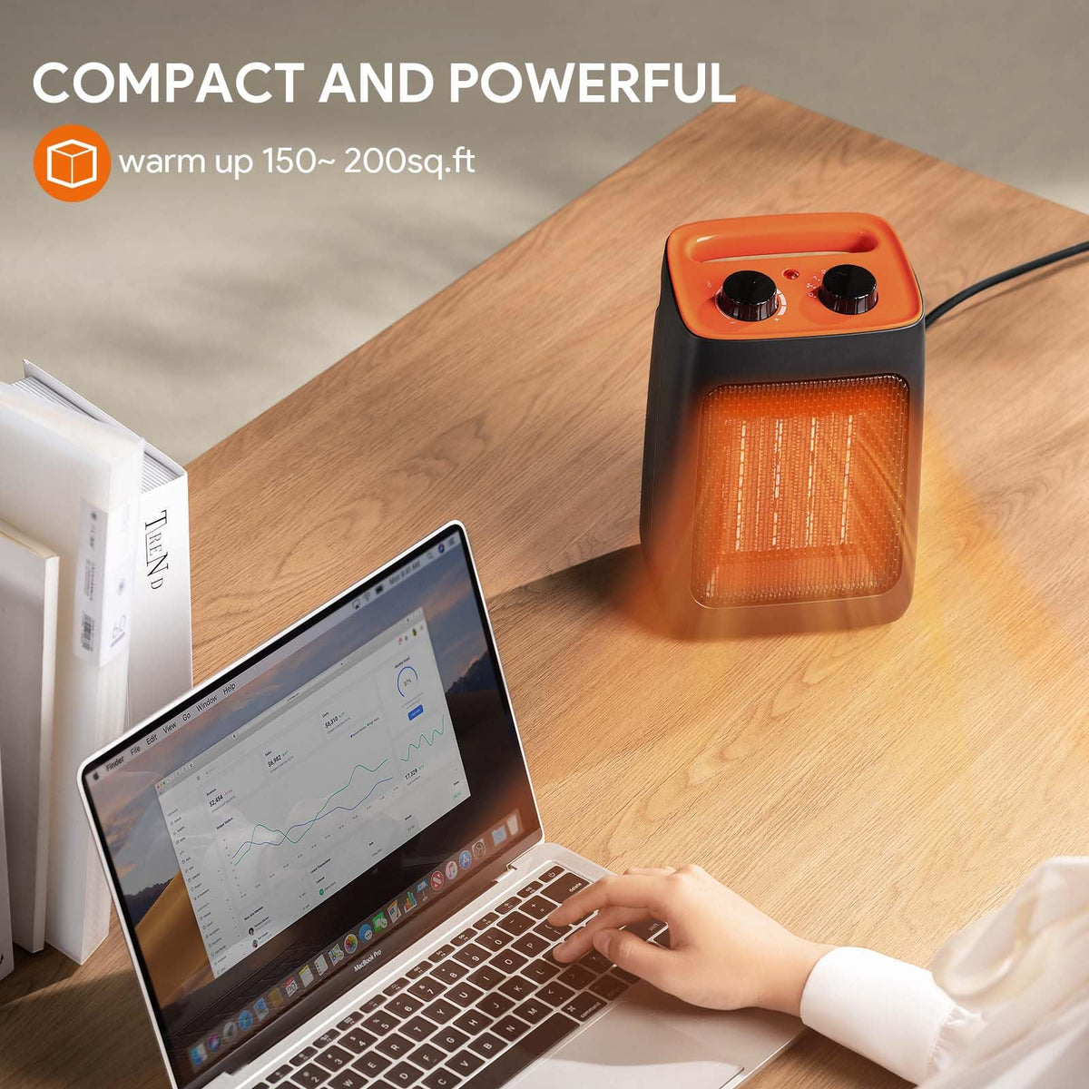 1500W Portable Space Heater for Indoor Use,Thermostat, 2S Fast Heat