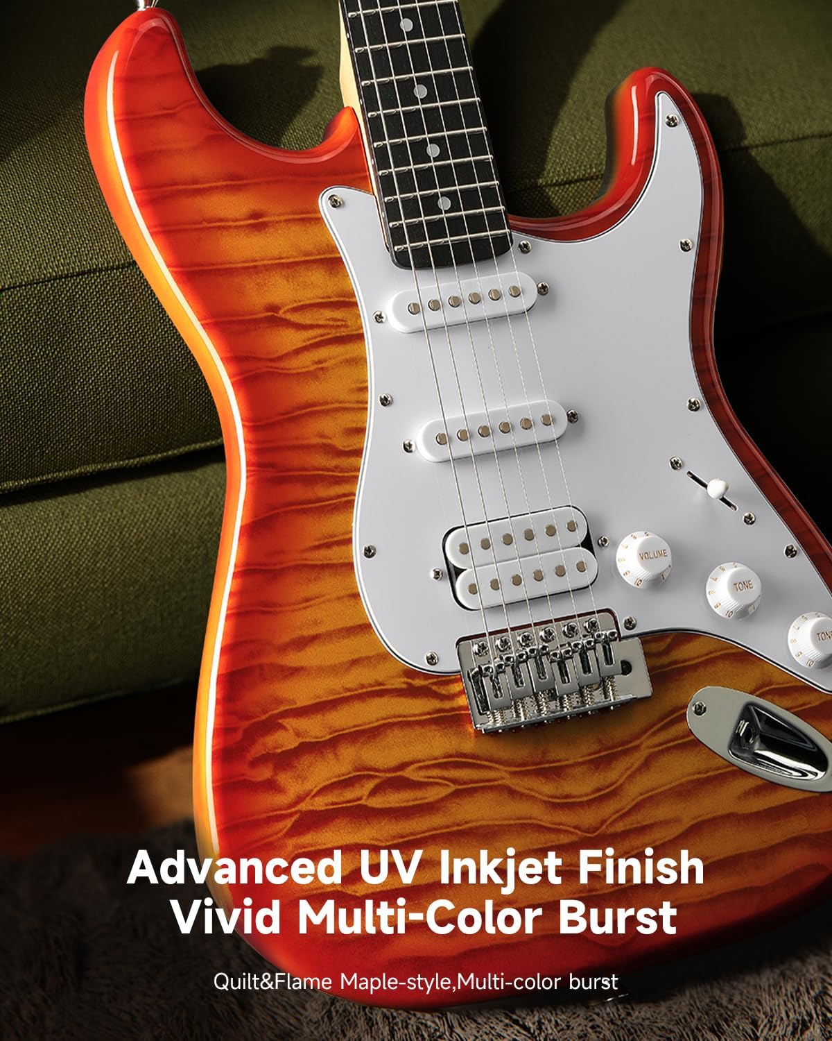 DST-90 Electric Guitar, 39" Full Size Beginner Electric Guitar Kit with Amp, HSS Pickup, Gig Bag, Tuner, Capo, Strap