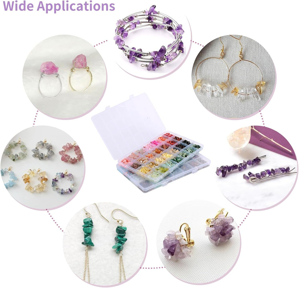 Jewelry Making Supplies Kit 1800pcs 56 Colors Crystal Beads, Bracelet Making Kit Gemstone Chip Beads Irregular