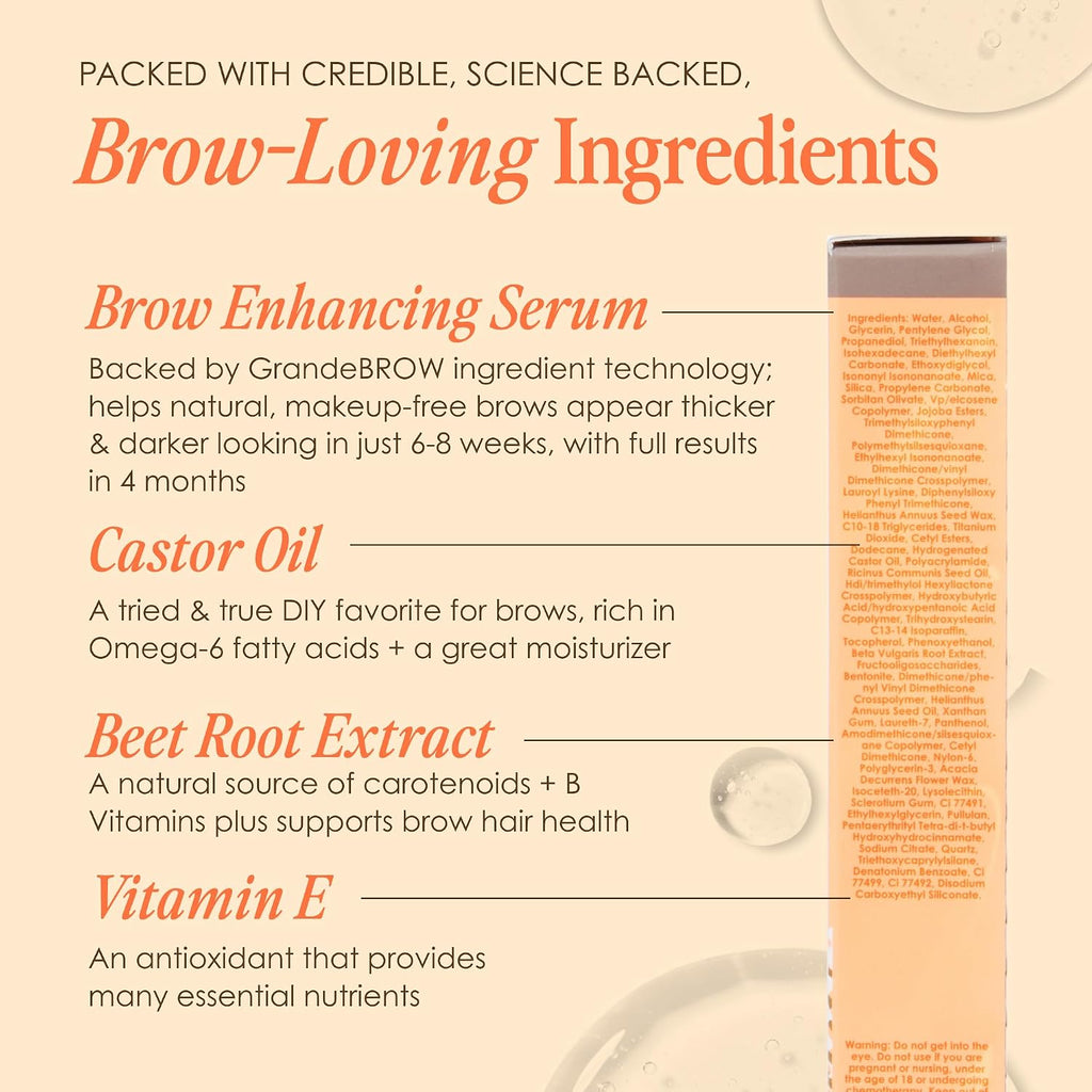 GrandeBROW 2-in-1 Tinted Brow Gel + Brow Enhancing Serum for Thicker & Darker-Looking Eyebrows, Shape & Fill Brows