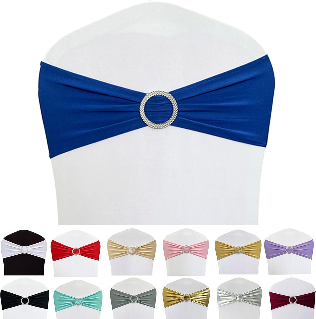 Spandex Chair Sashes Bands, Royal Blue, 50PCS