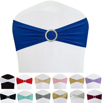 Spandex Chair Sashes Bands, Royal Blue, 50PCS