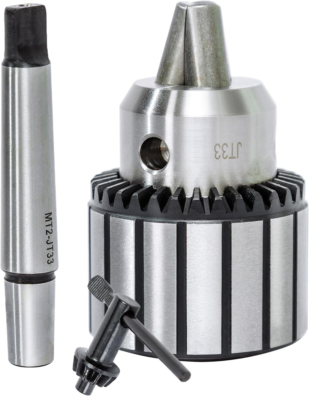 Drill Press Chuck 1/32"-1/2"(1-13mm) MT2-JT33 Lathe Drill Chuck with MT2 Morse Taper Arbor and Chuck Key 3-Jaw for Lathes Drilling Machine
