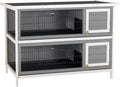 54" 2-Story Large Rabbit Hutch Bunny Cage Wooden Pet House Small Animal Habitat with Lockable Doors, No Leak Tray and