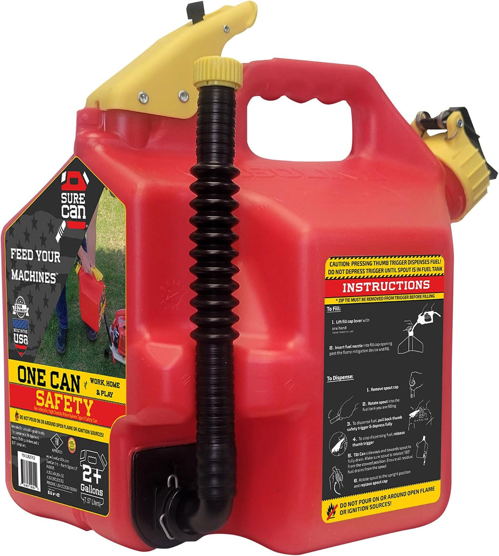 2 Gallon Type-II Safety Container - With a Rotating Spout, Free Spill Design, Self-Venting, & Safety Fill Cap, Your