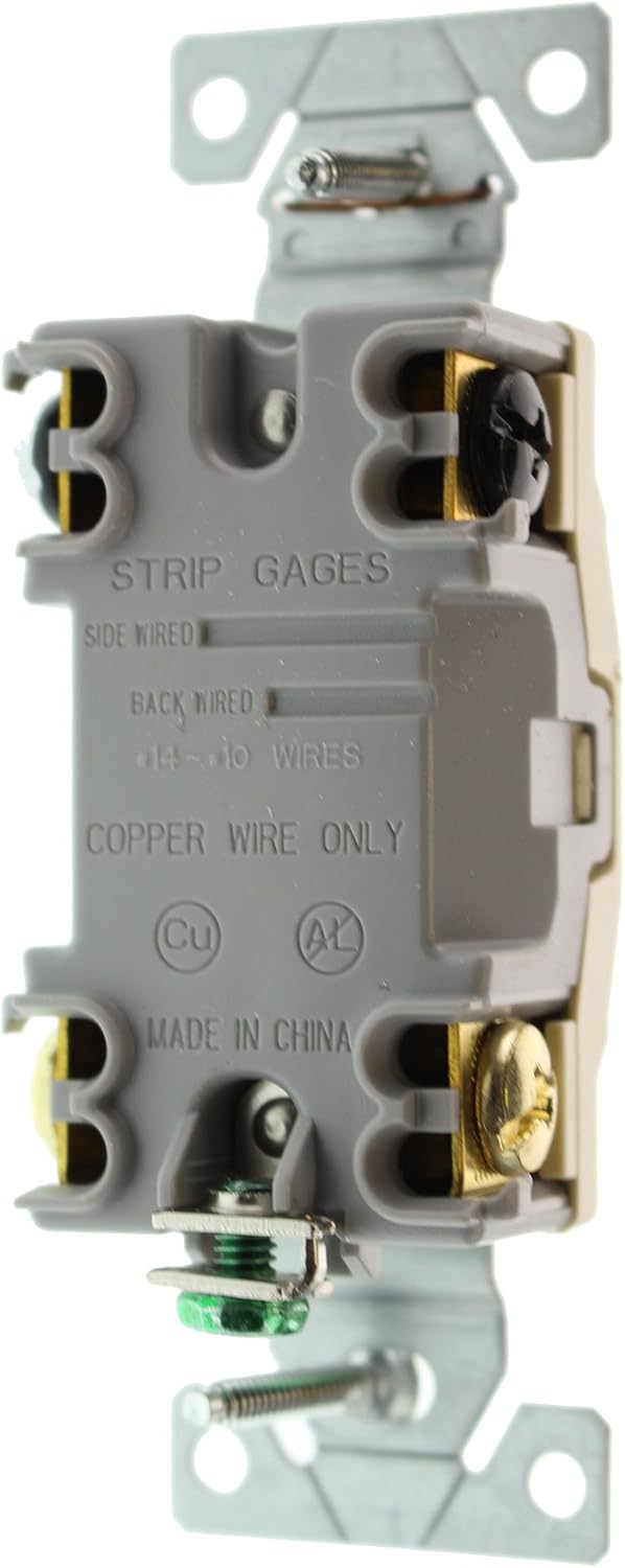 Hubbell RS415IZ Spec Grade Toggle Switch, 4-Way, Grounding, 15-Amp, 120/277-Volt, Ivory, (6-Pack)