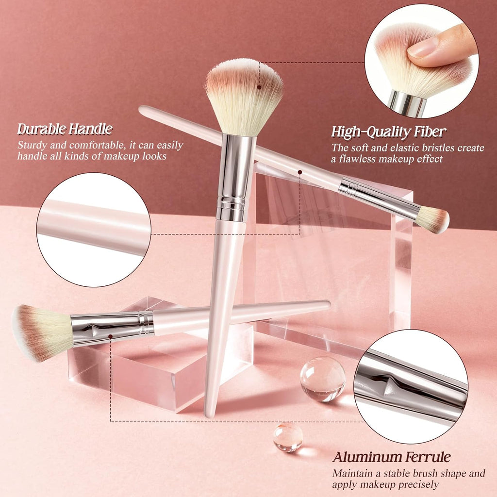 Makeup Brush Set, Premium Synthetic 10 PCS Makeup Brushes, Travel Makeup Brush Set with Soft Hairs, Makeup Brushes