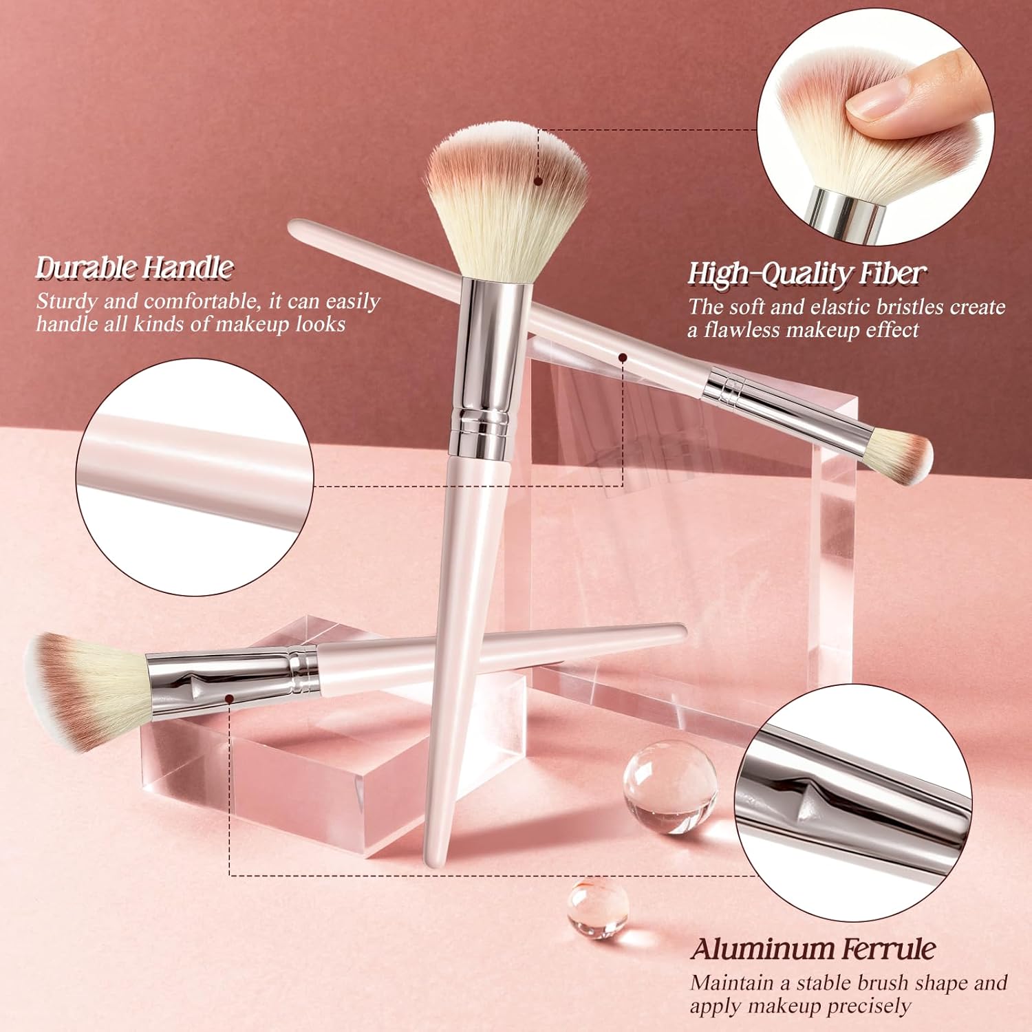 Makeup Brush Set, Premium Synthetic 10 PCS Makeup Brushes, Travel Makeup Brush Set with Soft Hairs, Makeup Brushes