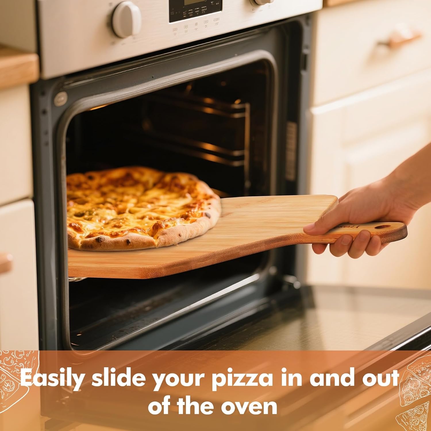 12 Inch Bamboo Pizza Peel Premium Wooden Pizza Board Paddle