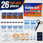 BurnFIX Burn Kit First Aid Recommended by Doctors, Comprehensive 25pcs First Aid Kit Includes Burn Gel, Burn