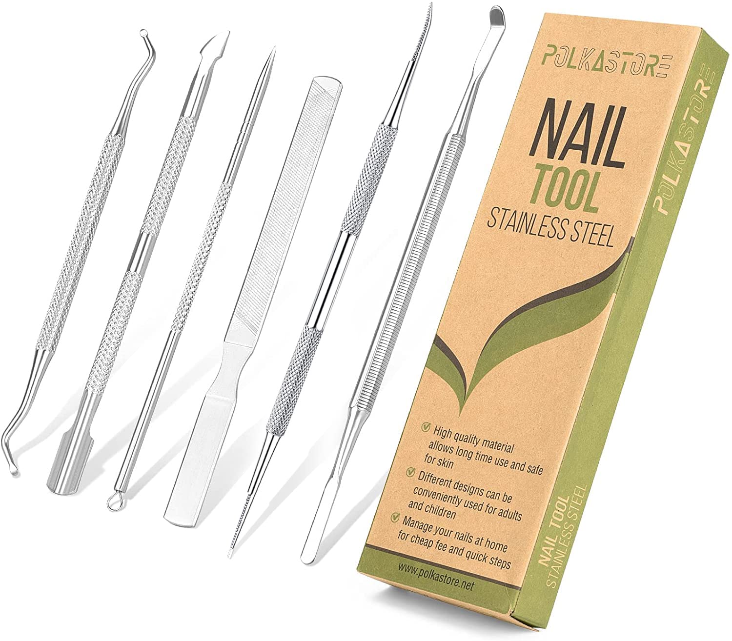 6-Pack Ingrown Toenail File and Lifters, Professional Surgical Stainless Steel Ingrown Toenail Removal Tool Kit