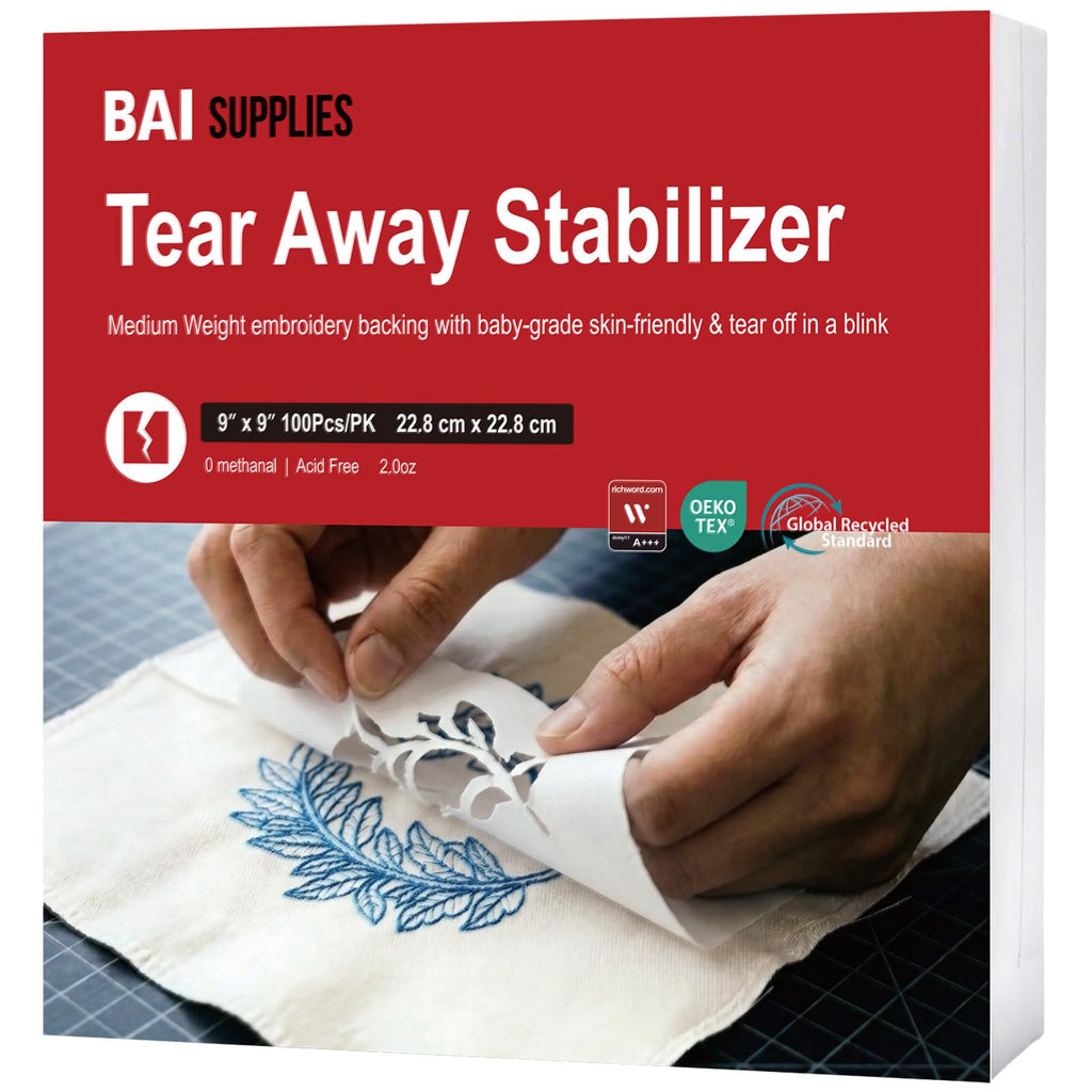 Tear Away Stabilizer for Embroidery 2.0oz, 9"x9" 100 Sheets