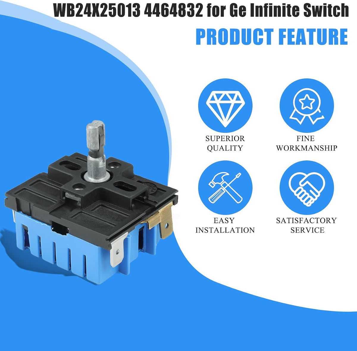 WB24X25013 Infinite Control Switch Replace for GE Range, 191d4774p005 Control Switch