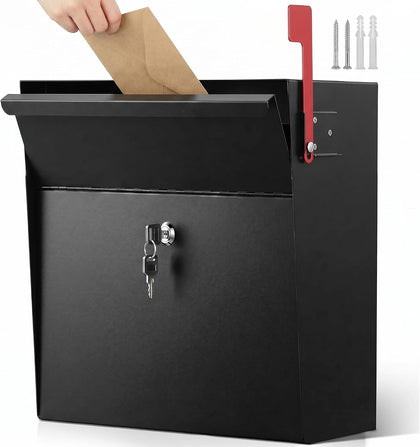 Extra Large Wall Mount Mailboxes for Outside 15.35 x 15 x 7 Inches Locking Security Mail Box Galvanized Steel Wall