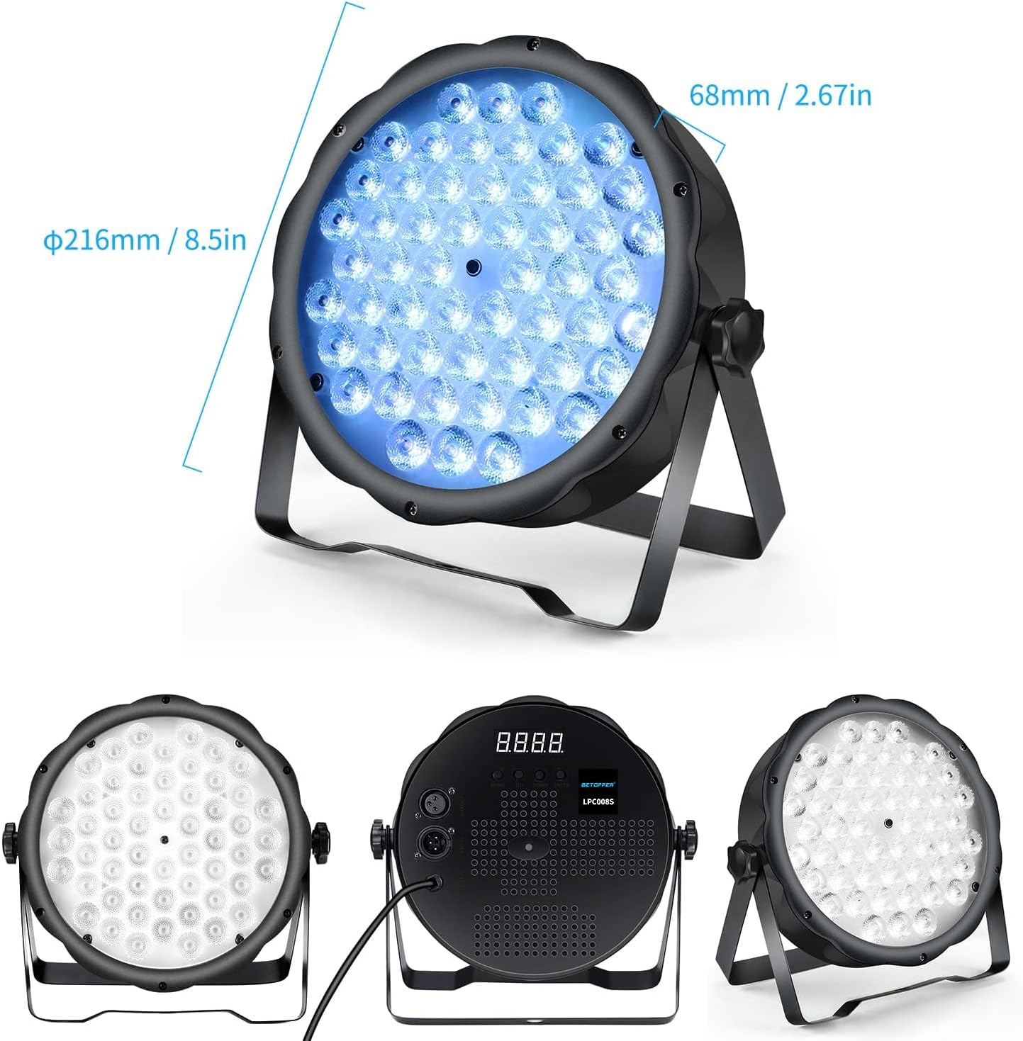 LED Par Lights 54 x 1.5W, RGB Stage Lights DMX DJ Lighting Sound Activated with Stand, Strobe Light & Wash Par