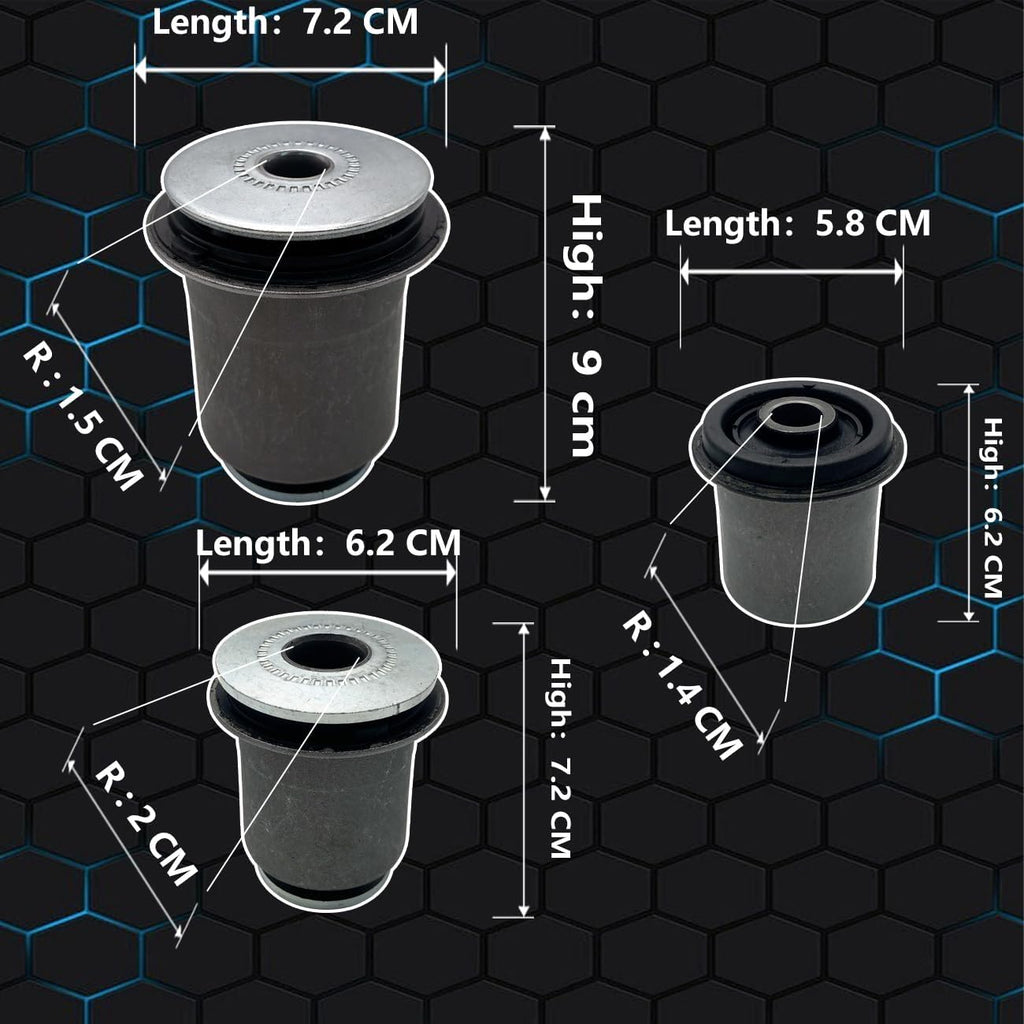 Cheriezing Front Upper & Lower Control Arm Bushing Kit, Set of 8