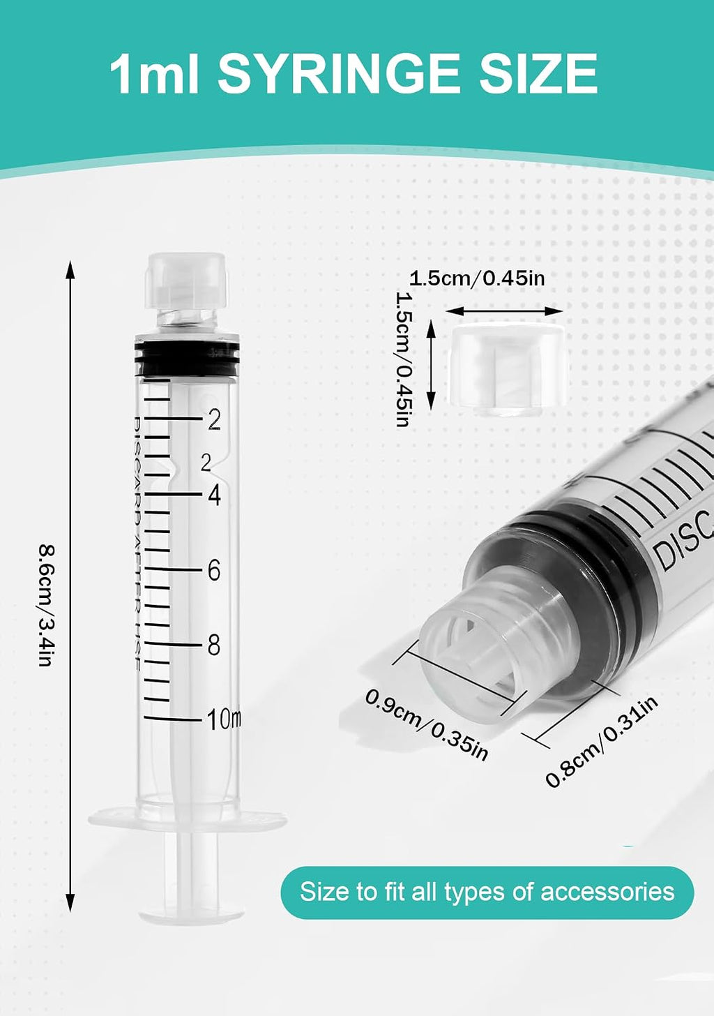 10mL Luer Lock Syringe with Cap - Sterile Individually Wrapped Without Needle - Leak-Proof Accurate Measurement