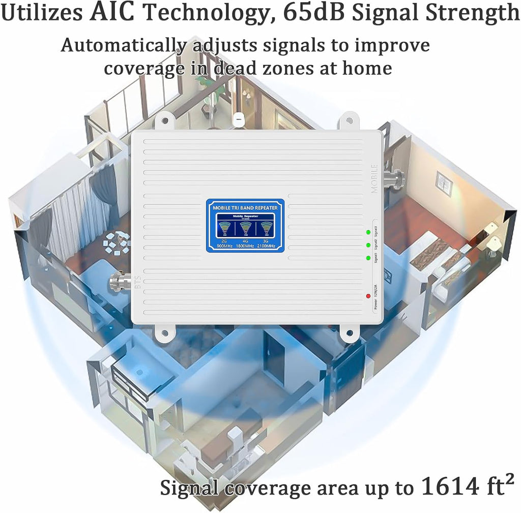 Cell Phone Signal Booster for Home Office - for Verizon, AT&T, T-Mobile&More - GSM, UMTS, LTE - 2G/3G/4G - Mobile