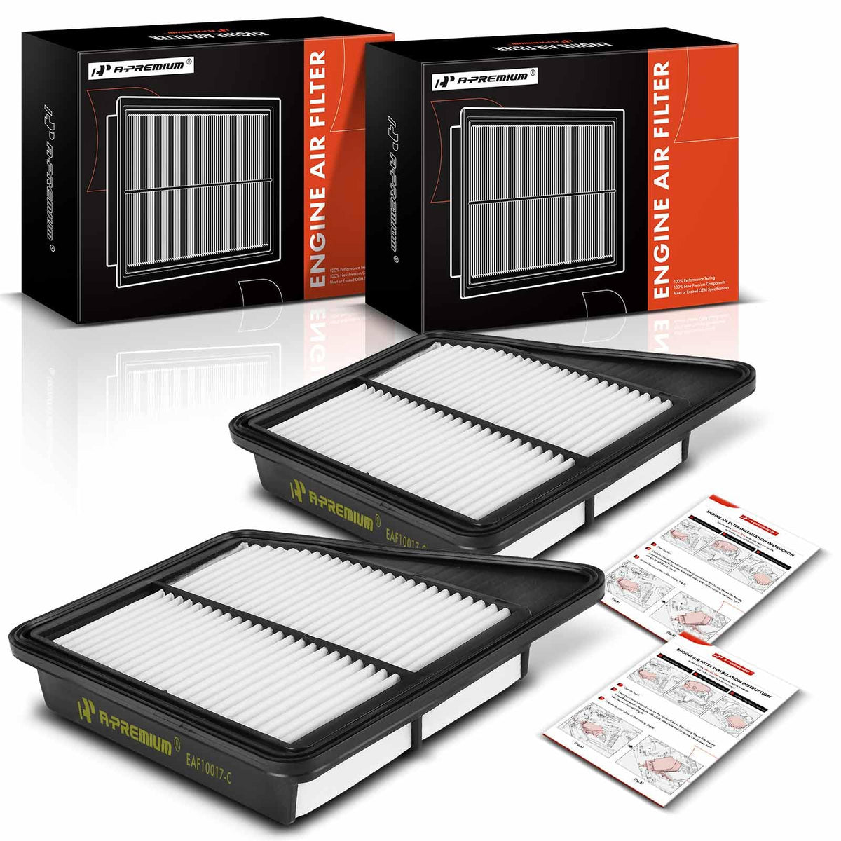A-Premium 2-PC Engine Air Filter Compatible with Genesis & Kia