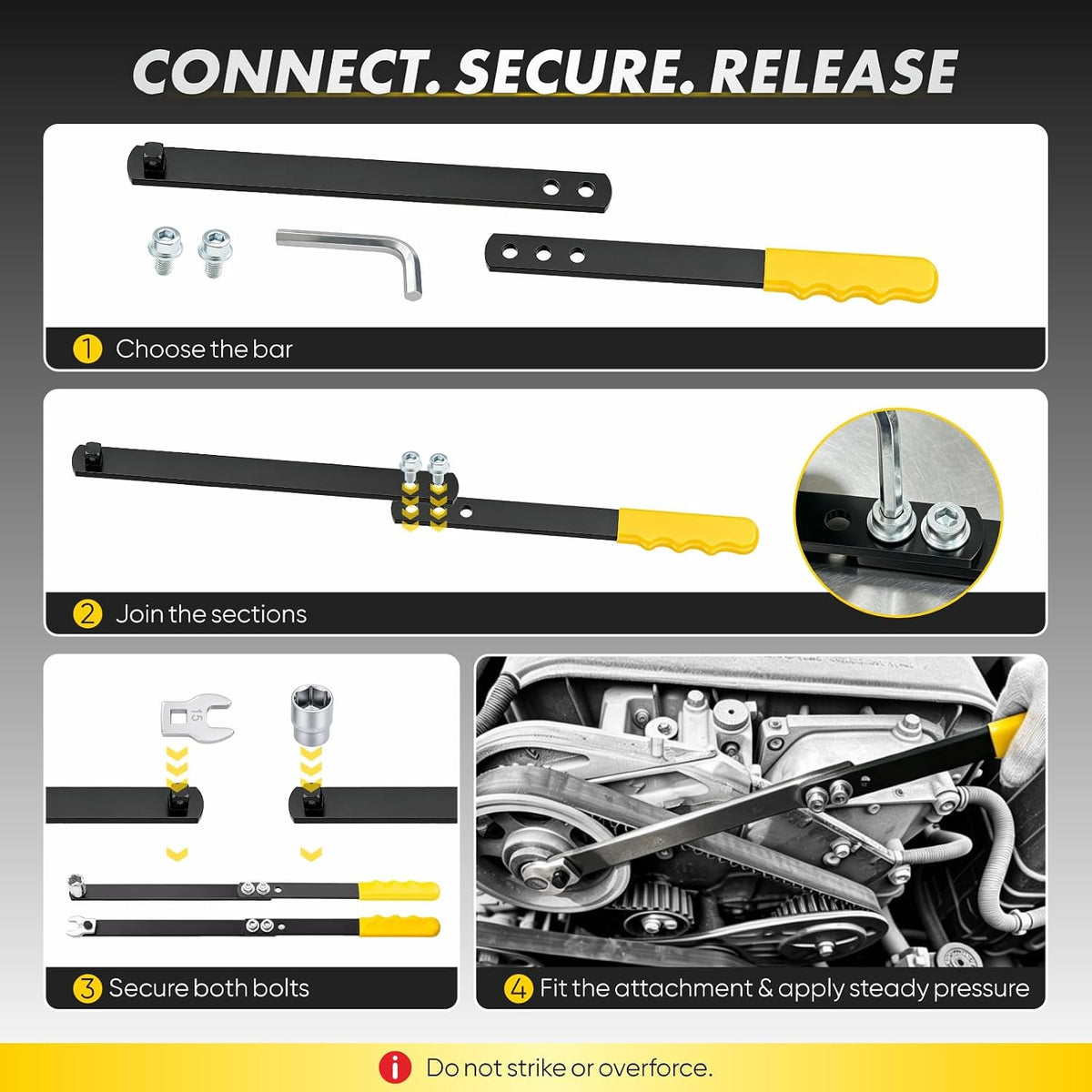 11-Piece Serpentine Belt Tensioner Tool Kit with Ratchet Wrench
