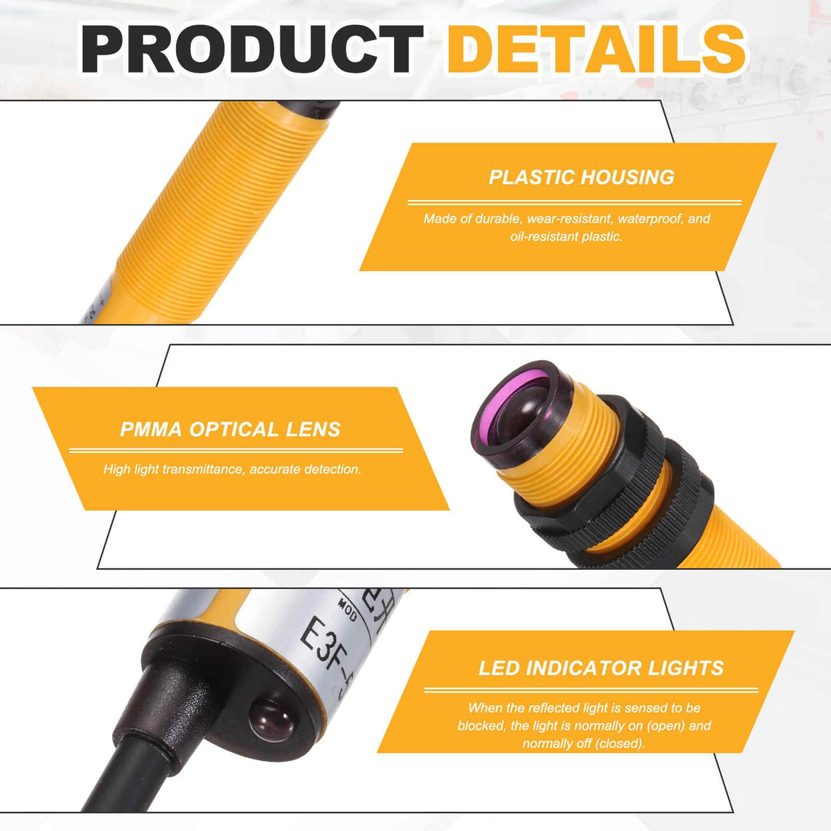 MECCANIXITY 2Pcs E3F-5DN1/5L Photoelectric Sensor Detection Distance 5M