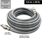 JACO ViperFlow Polyurethane Coiled Air Hose Kit - 1/4" x 30 ft. (Storm Gray)