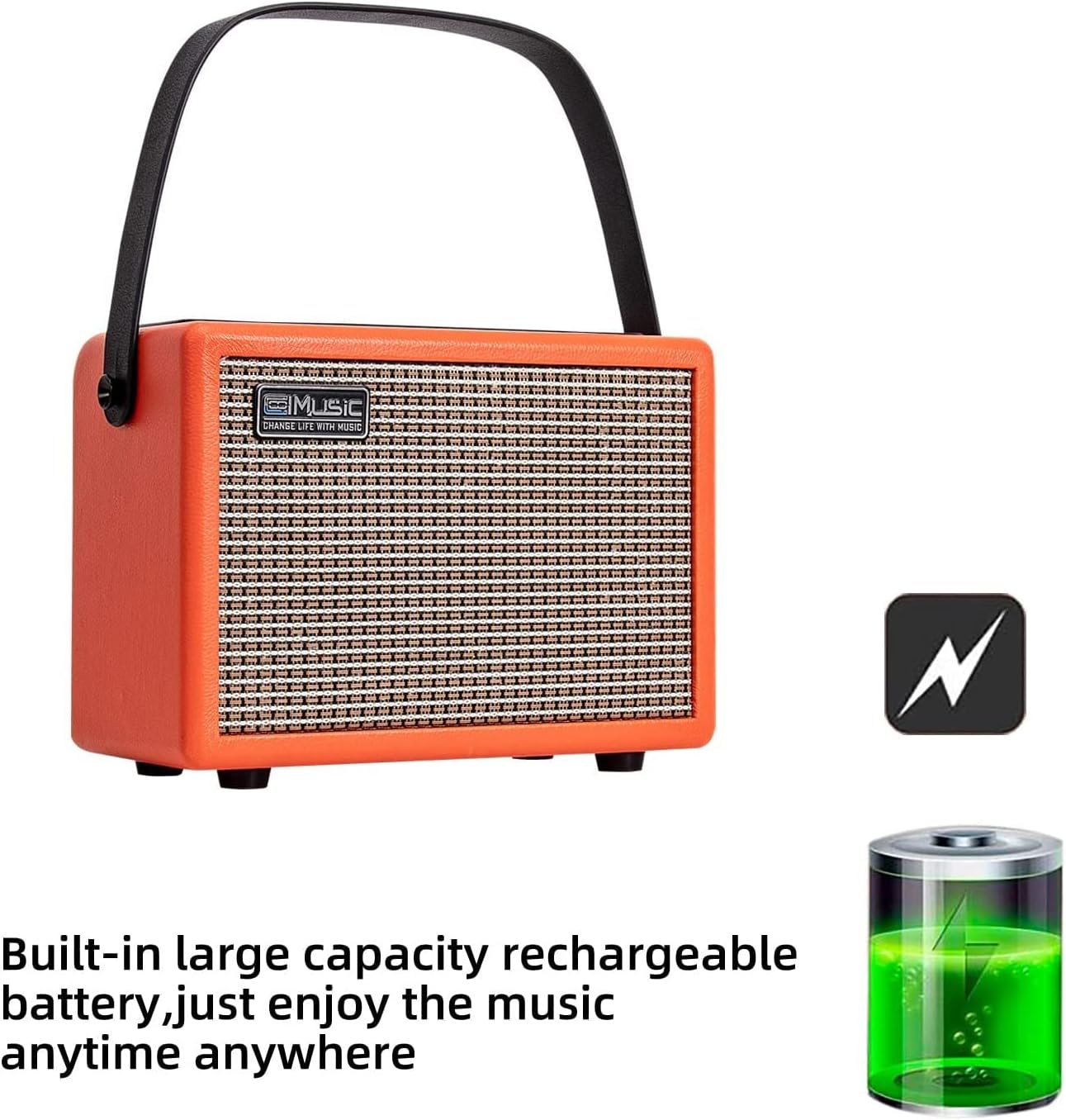 Acoustic/Electric Guitar Amplifier, with 3-Year Warranty,15 Watt Portable Bluetooth Speaker for Guitar