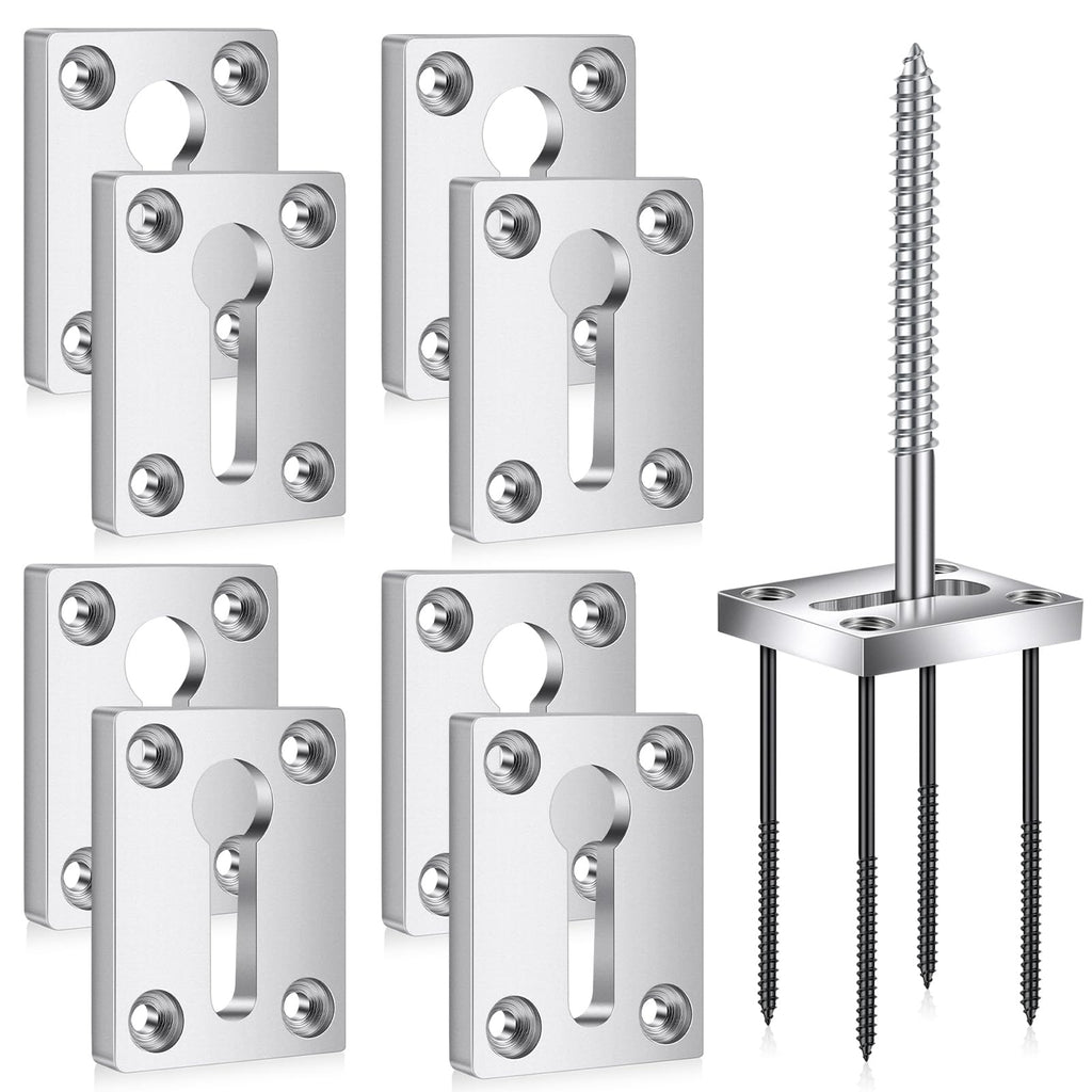 8 Sets Newel Post Mounting Kit, Handrail Fastener, Silver
