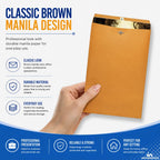 Manilla Envelopes 6x9, Mailing Envelopes, Brown Envelopes, Clasp Envelopes, Gummed Flaps, Brown, 25 Pack