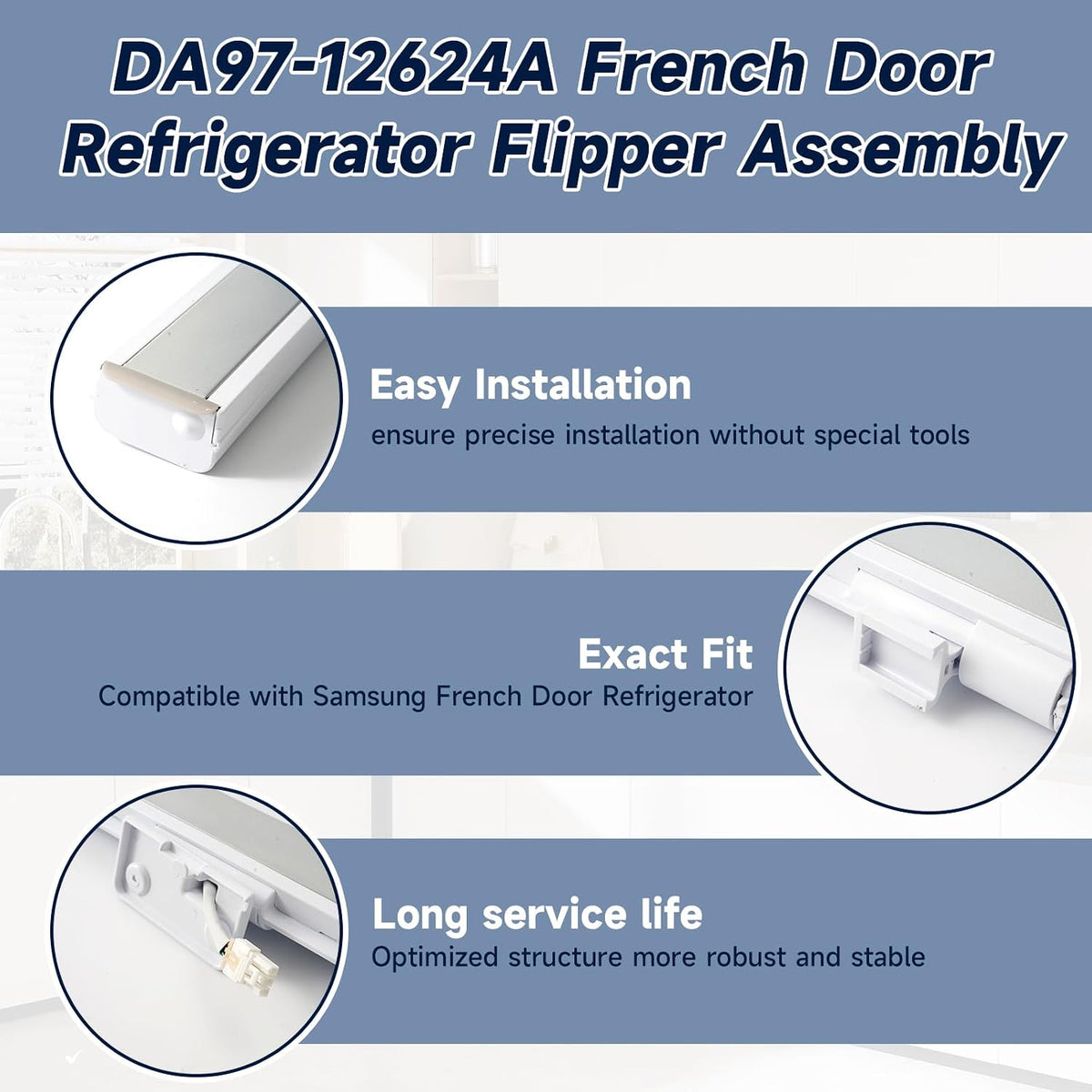 DA97-12624A Refrigerator Door Flipper Assembly For Samsung RF323TEDBSR