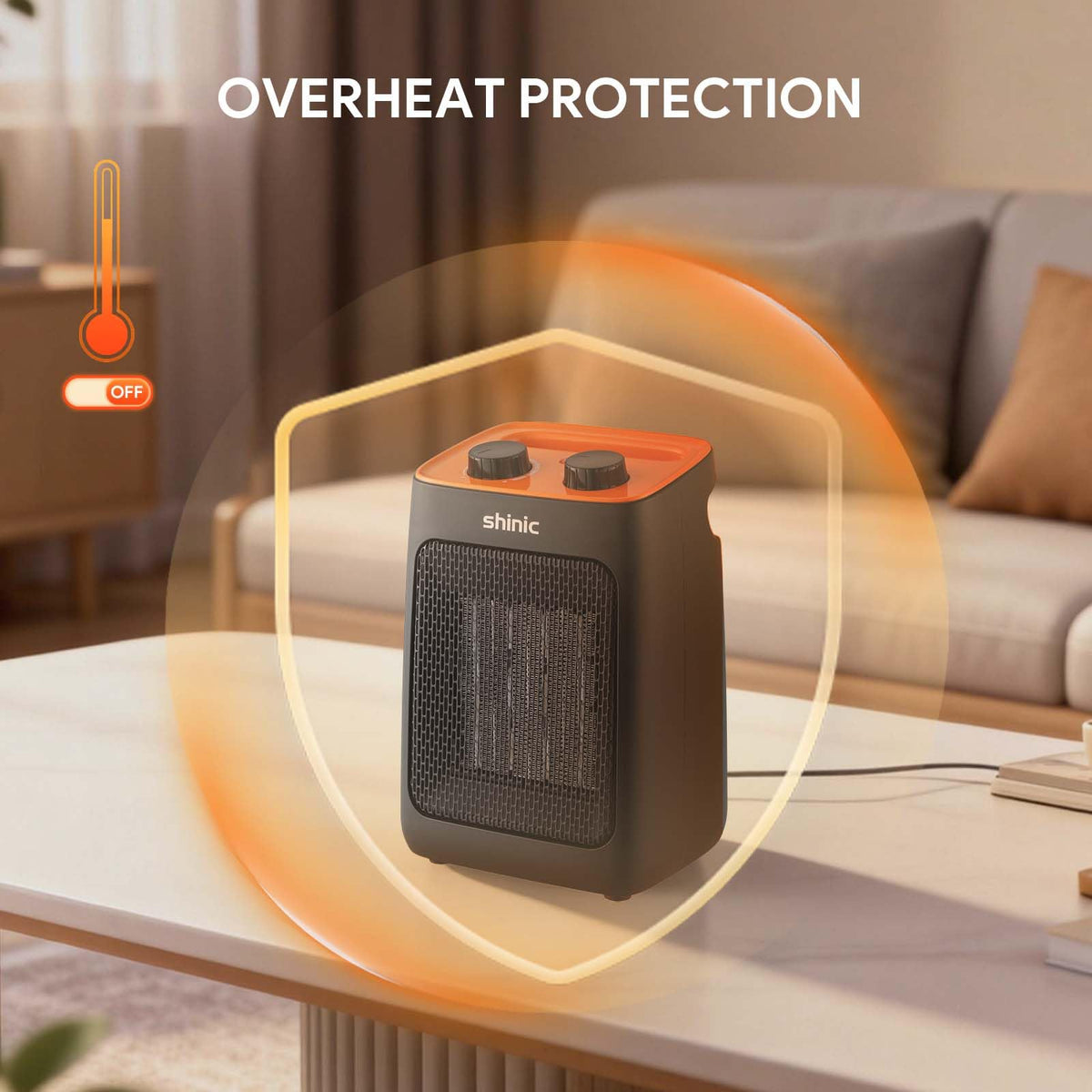 1500W Portable Space Heater for Indoor Use,Thermostat, 2S Fast Heat