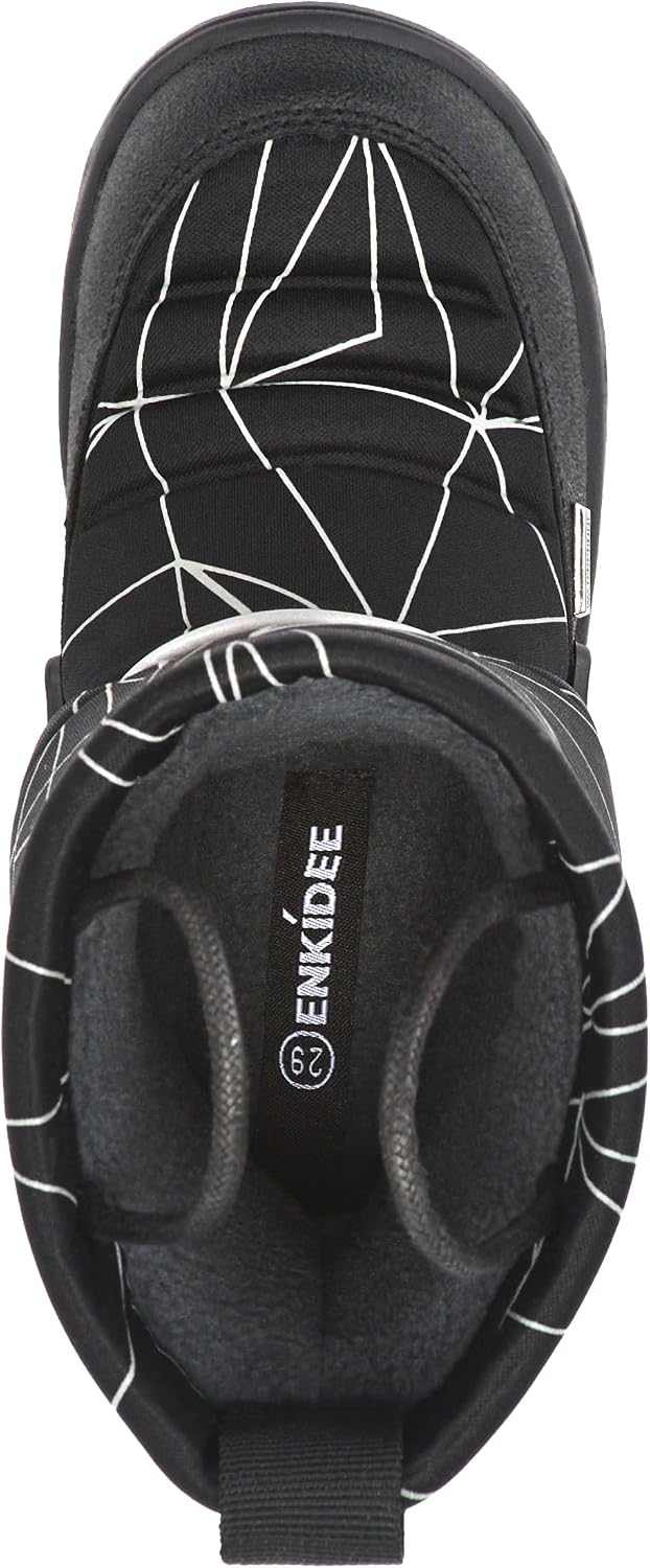 Size 12 US Waterproof Winter Snow Boots Slip Resistant (Toddler/Little Kid) Reflective Black