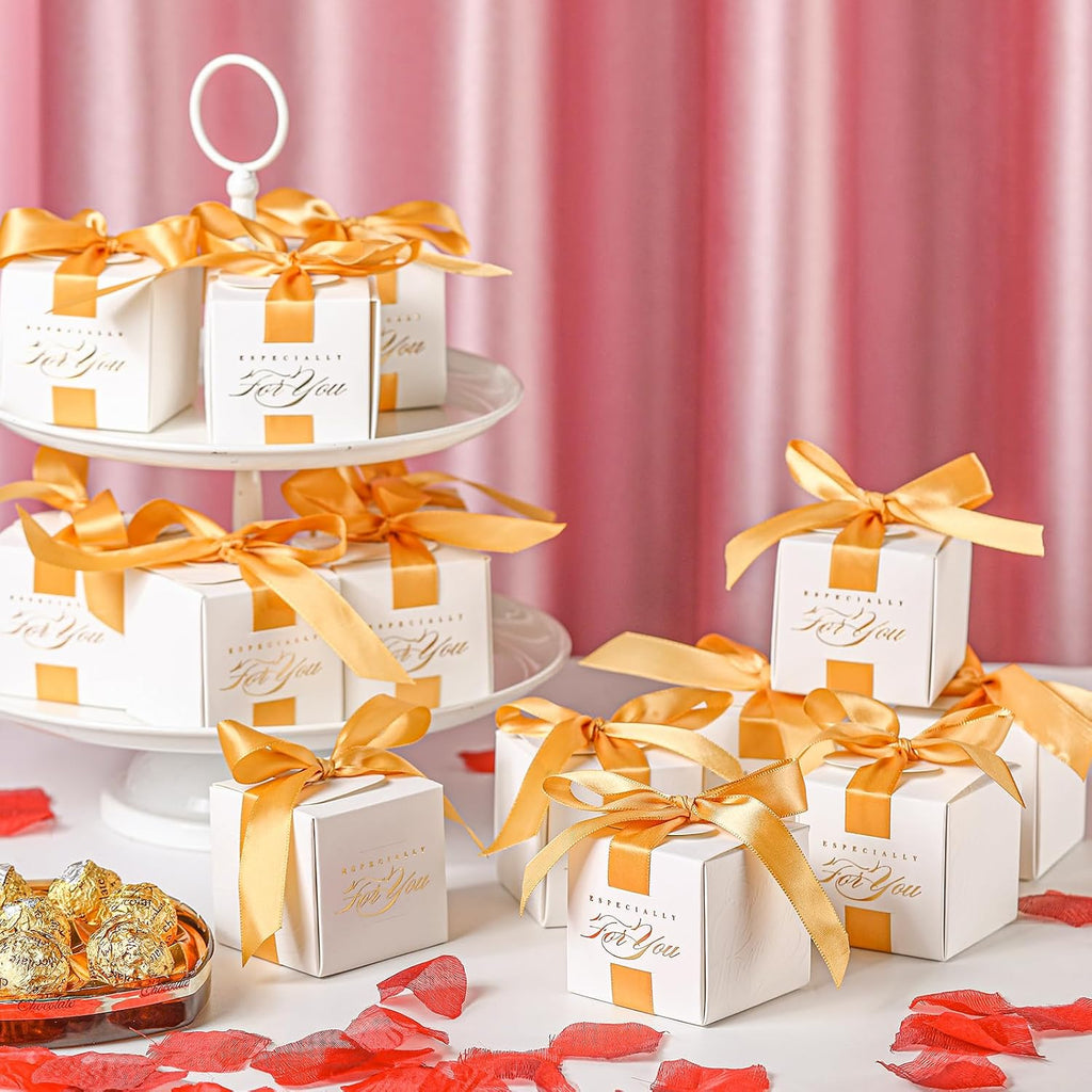 60 Pcs Wedding Favor Boxes Mini Small Gift Boxes, Gold