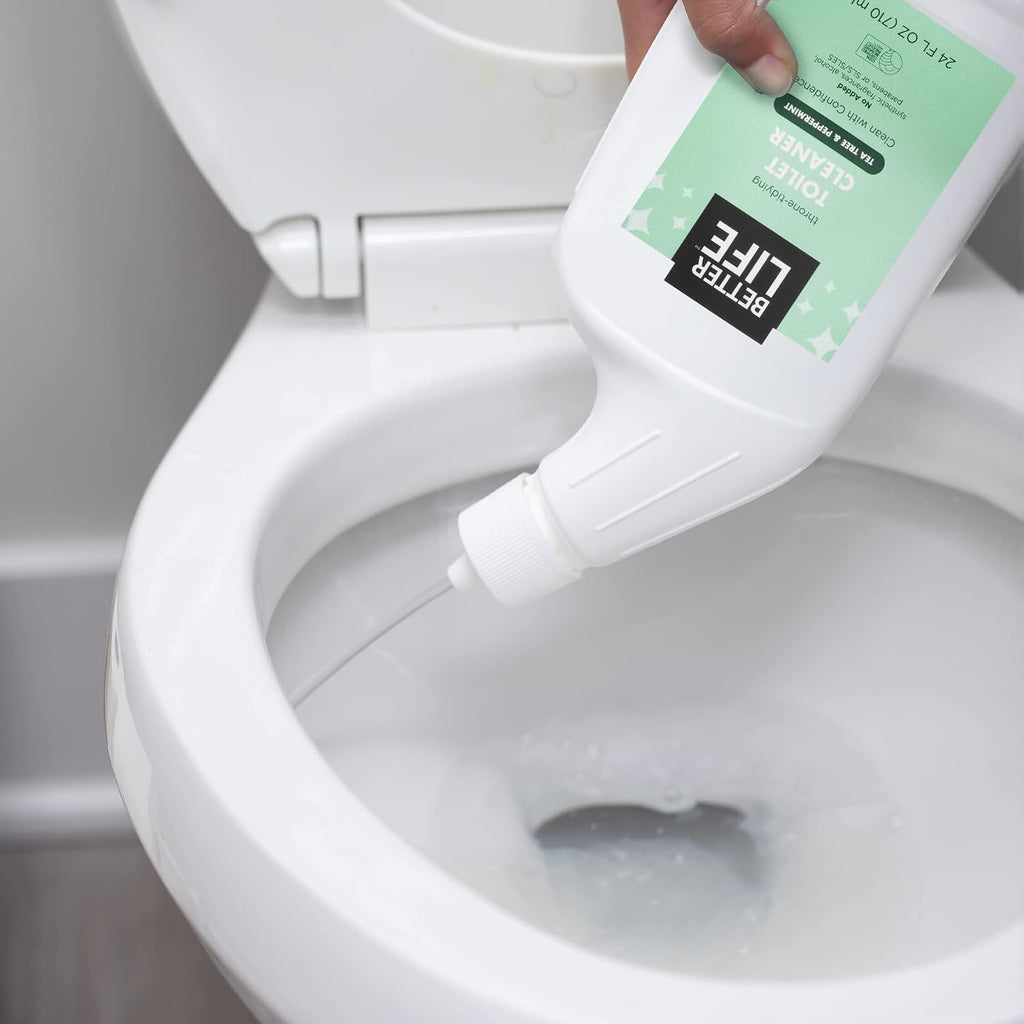 Toilet Bowl Cleaner, Plant-based, Stain & Odor Remover, Tea Tree & Peppermint Scent Cleaning Gel, Liquid Bathroom