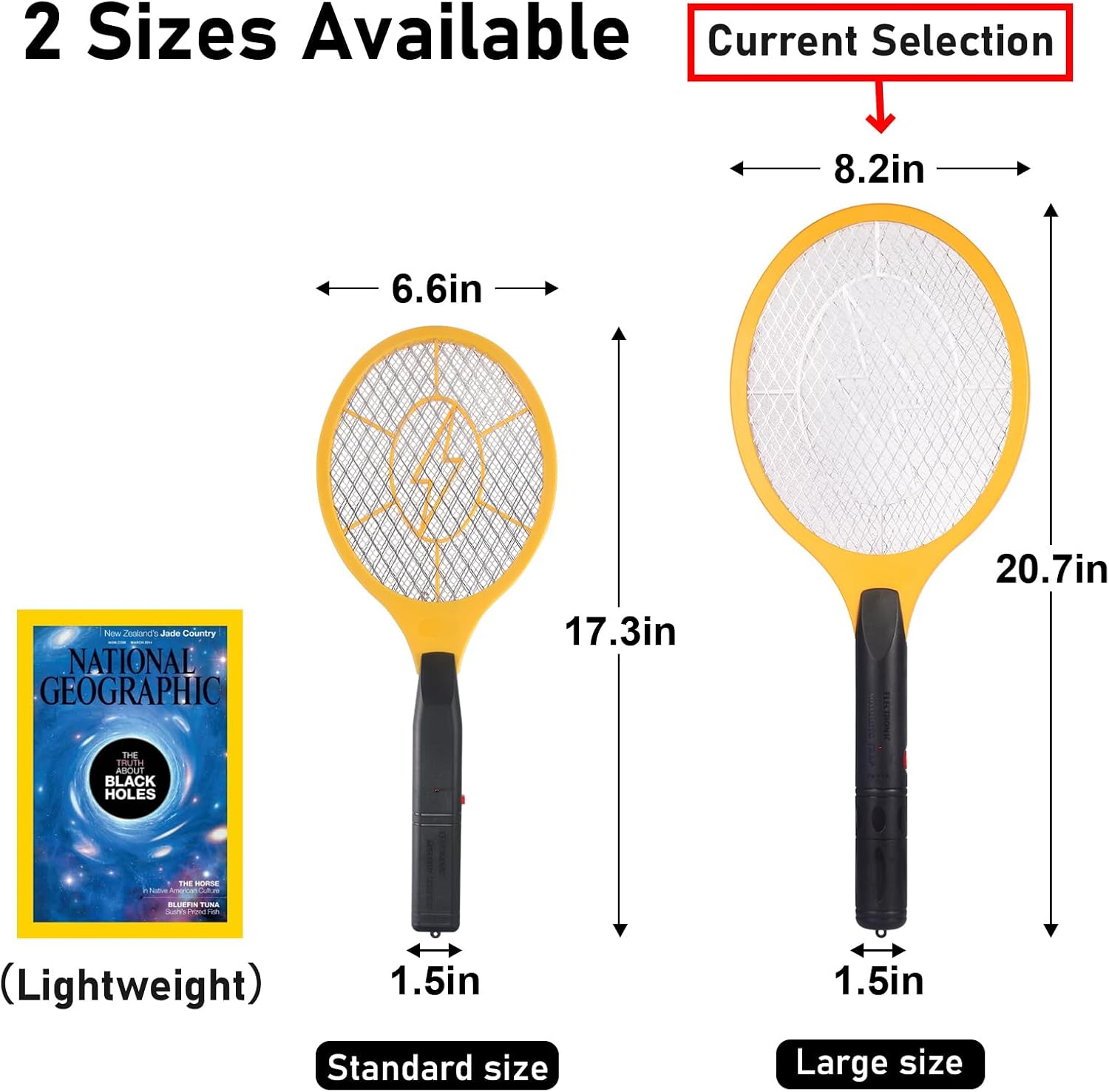 Electric Fly Swatter Handheld Bug Zapper - Indoor Outdoor 20in Zapping Racket for Pest Mosquito & Flies - Battery