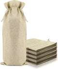 10 Pack Burlap Wine Gift Bags with Drawstring Fit 750ml, Natural