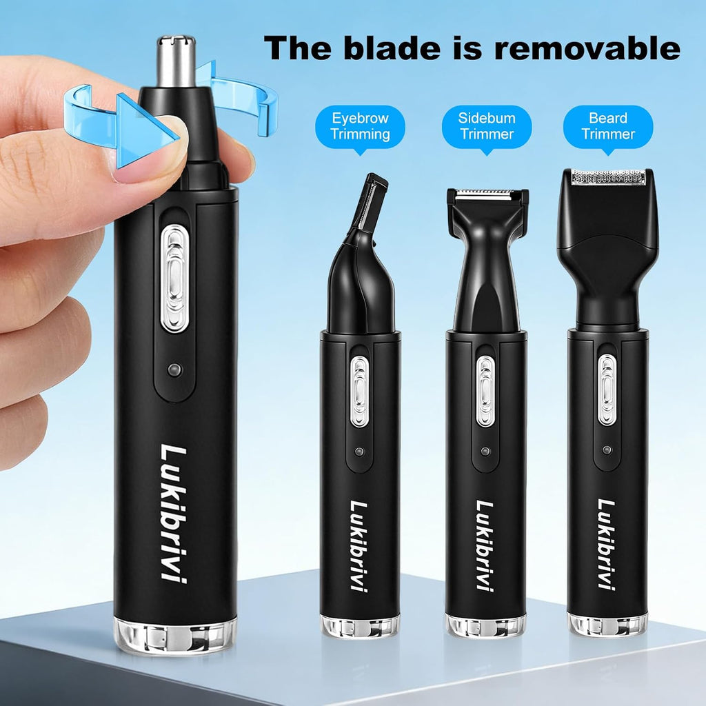 Rechargeable Ear and Nose Hair Trimmer, 4-in-1 Professional Painless Eyebrow & Facial Hair Trimmer for Men Women