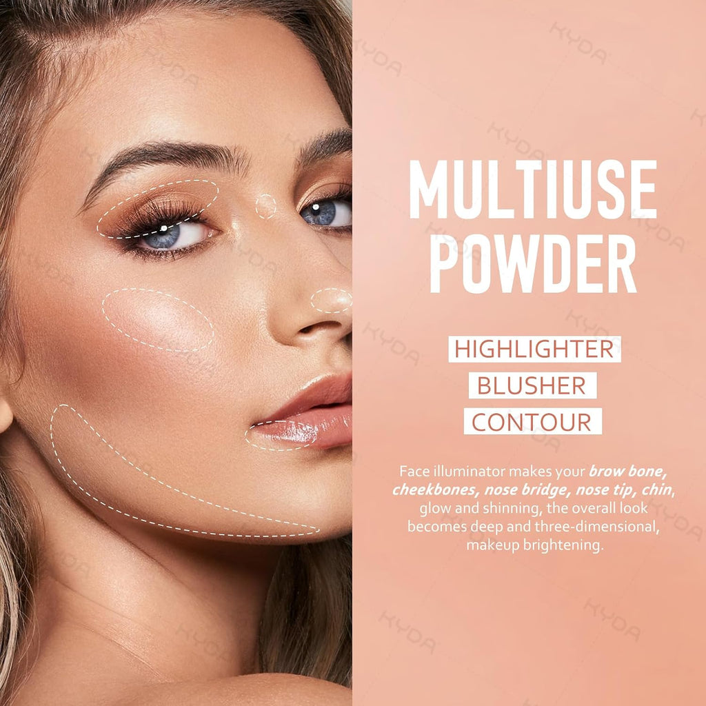 8 Colors Baked Powder Palette, Mulitiuse Baked Powder for Eyeshadow Highlighter Contour, Lightweight Blendable