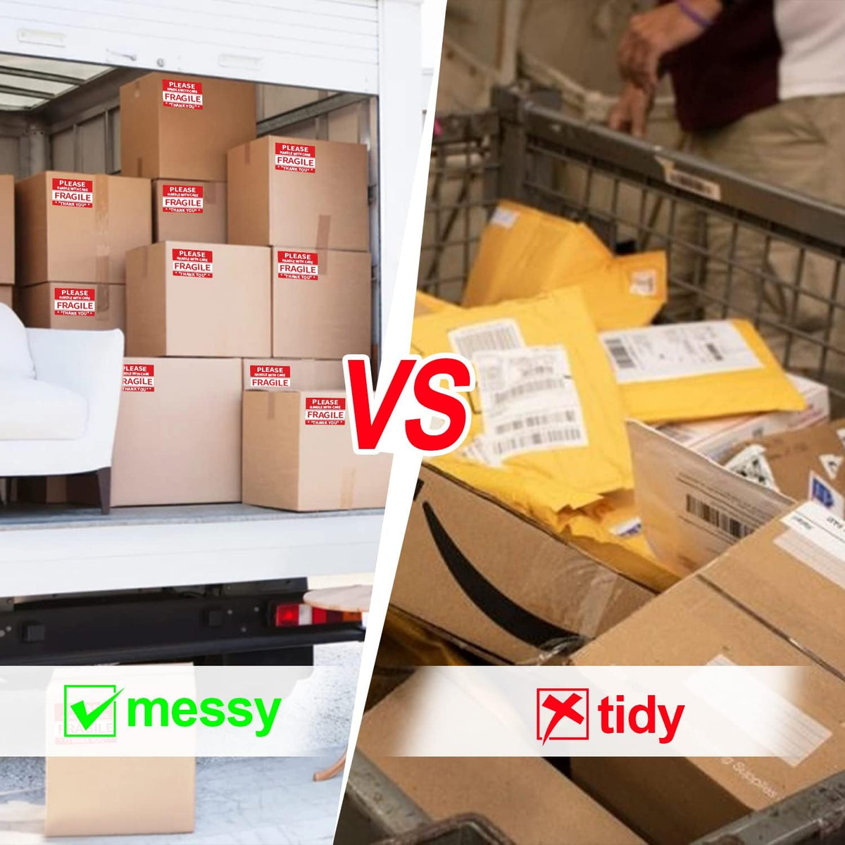 2"x 3" Fragile Stickers 500 Packing Labels Handle with Care Strong Adhesive for Box Shipping and Moving