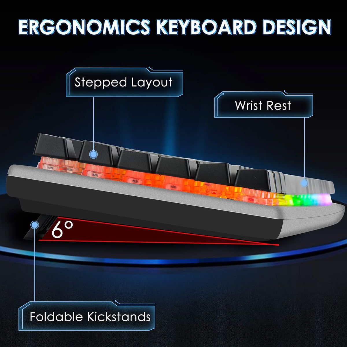 RGB Backlit Gaming Keyboard with Mouse Combo and Mouse pad, Multimedia Keyboard Knob,Mechanical Feel USB Wired