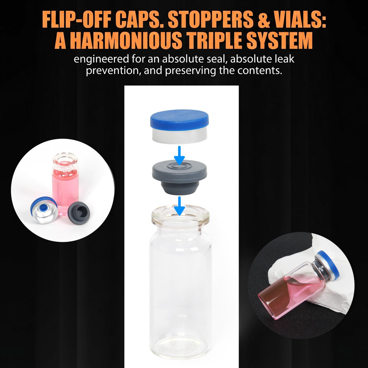 20mm Vial Crimper and 100 Pcs 10ml Clear Flip Top Glass Vials Set