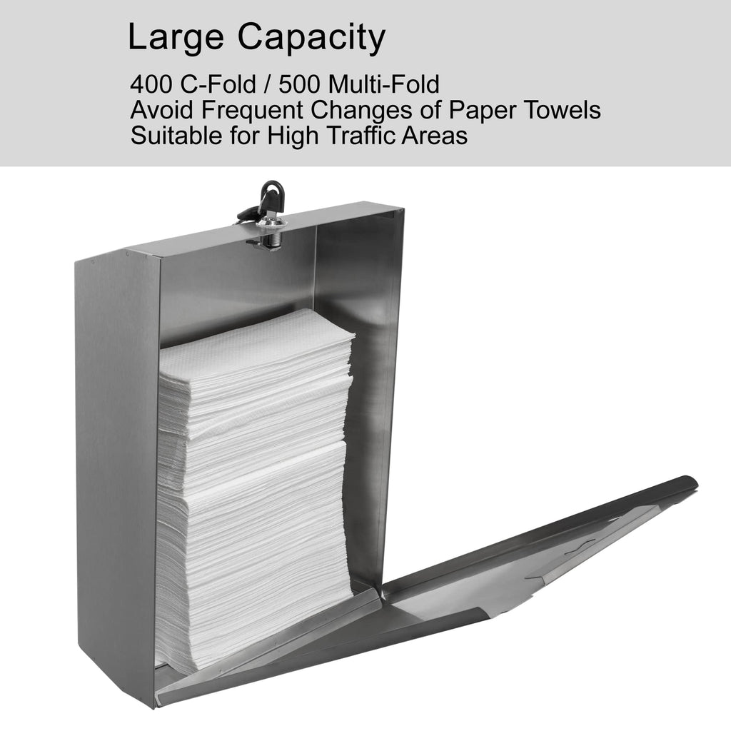 Paper Towel Dispenser, Commercial Stainless Steel, Brushed