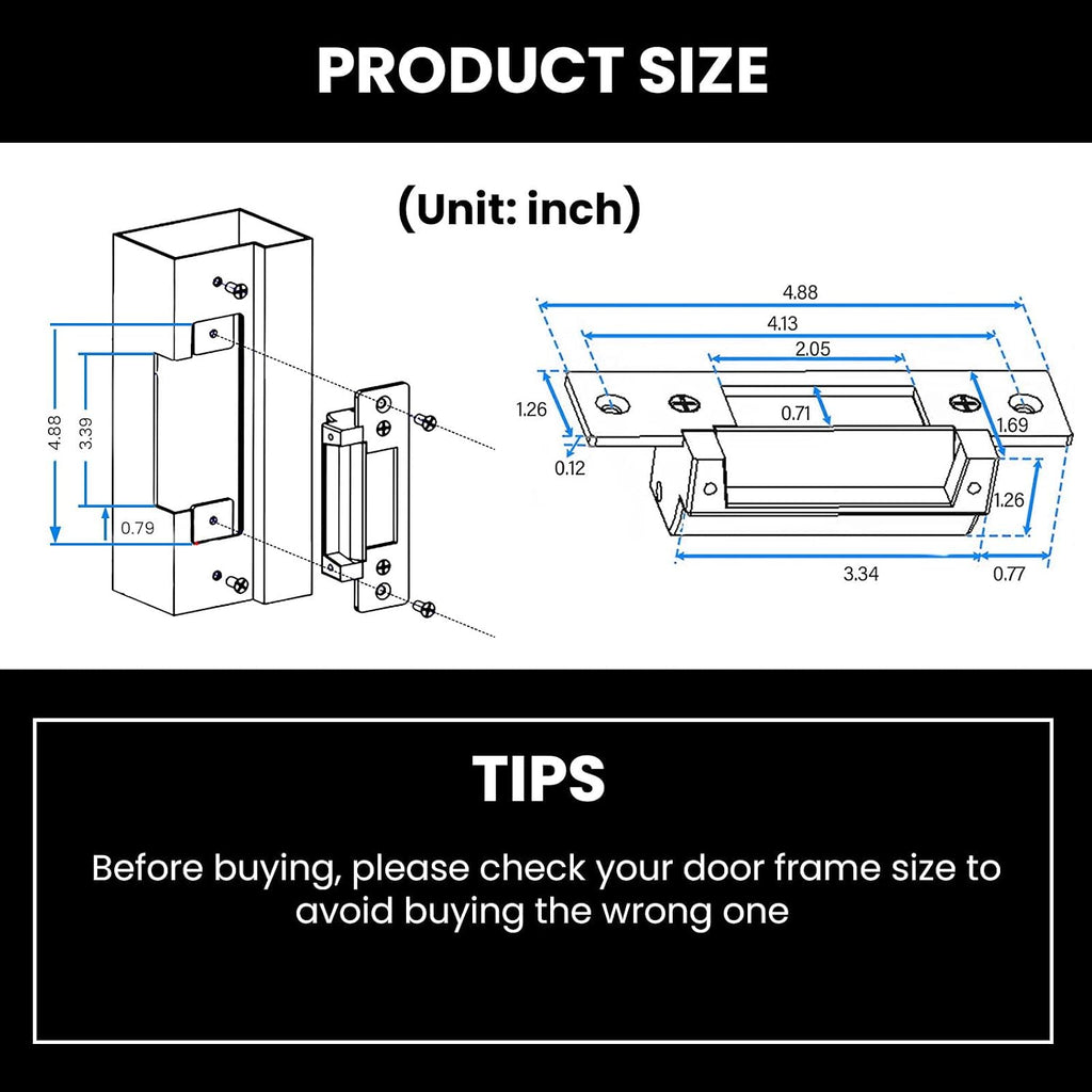 2026 Upgraded ANSI Standard Heavy Duty Electric Door Strike Lock,Black | for Cylindrical /Mechanical Locksets Door