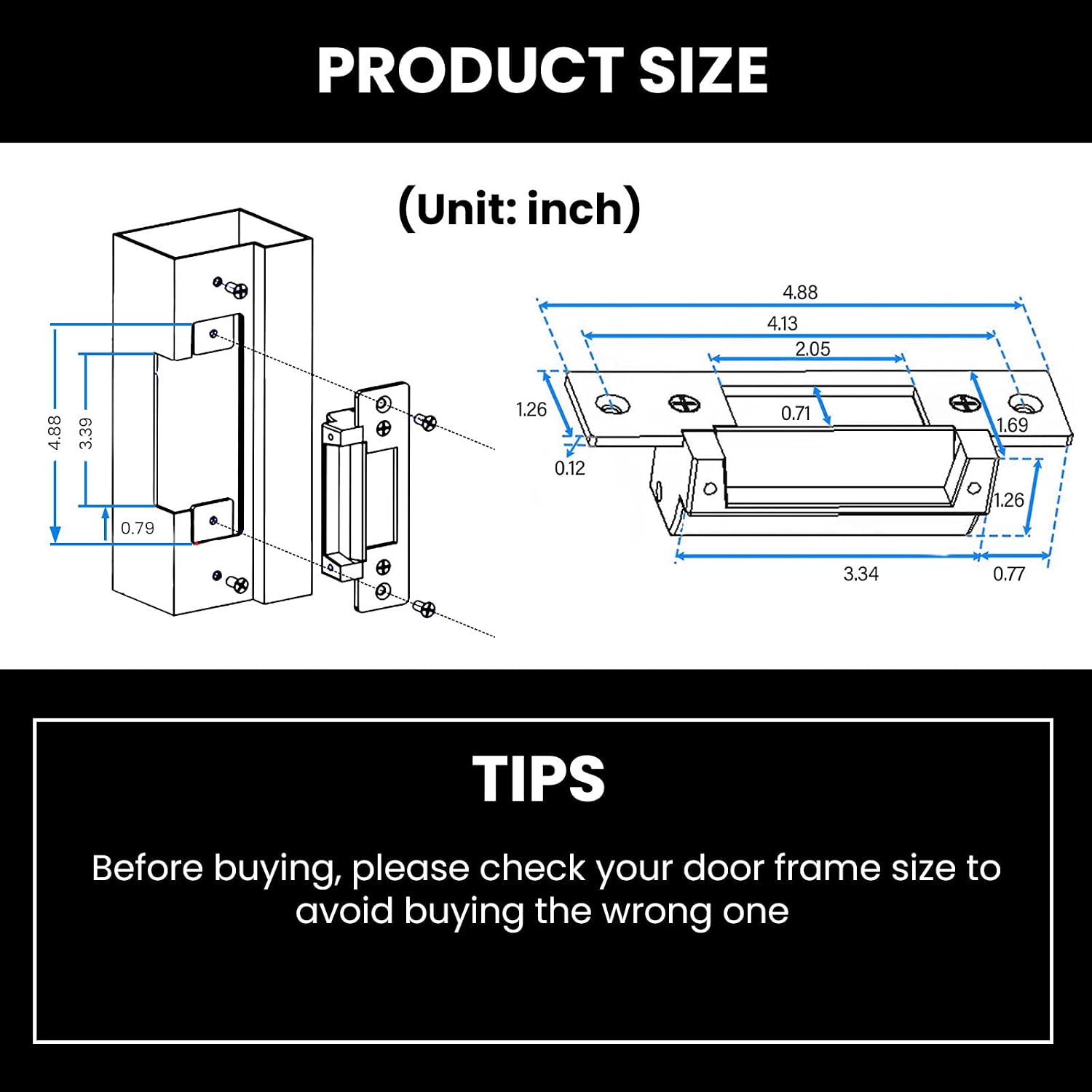 2026 Upgraded ANSI Standard Heavy Duty Electric Door Strike Lock,Black | for Cylindrical /Mechanical Locksets Door