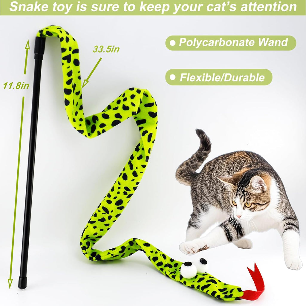 Interactive Cat Toy Wand with Catnip Mouse, Cat Teaser Wand Rainbow String for Bored Indoor Adult Cats and Kittens (5